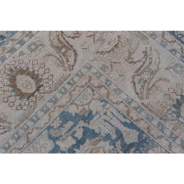 All-Over Light Green Floral Antique Persian Hamadan Rug With Earthy Tones 7'0 X 9'10 For Sale - Image 12 of 12