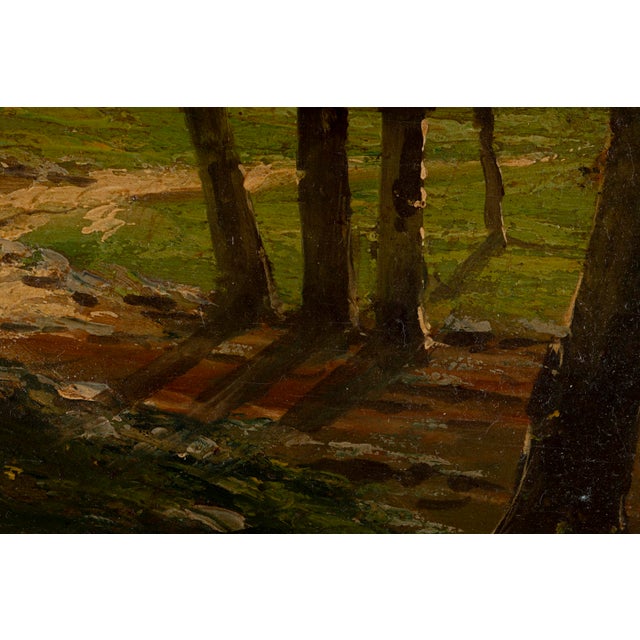 L. Delleani, Forest Interior with Sunlit Clearing, Oil on Panel For Sale - Image 3 of 17