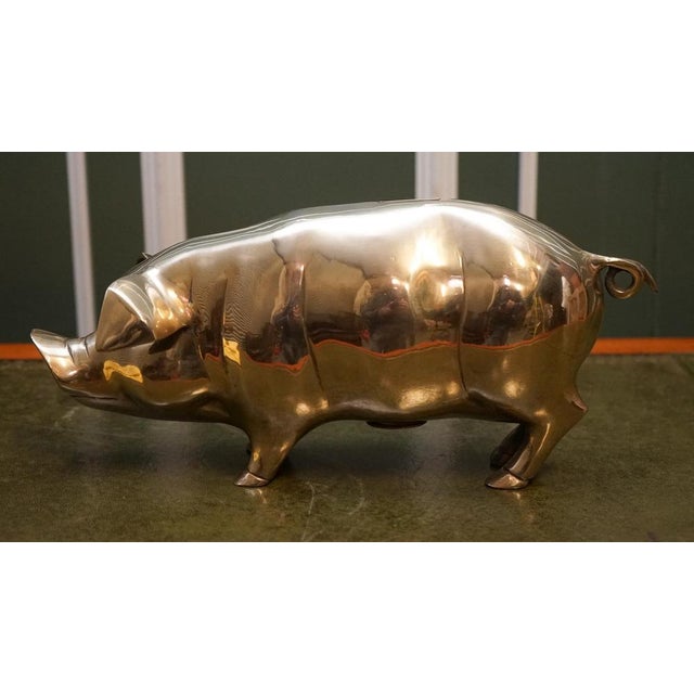 1920s Antique Brass Piggy Bank, 1920s For Sale - Image 5 of 13