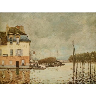 1955 After Alfred Sisley "Flood at Port-Marly" Vintage Impressionist Full Color Print For Sale