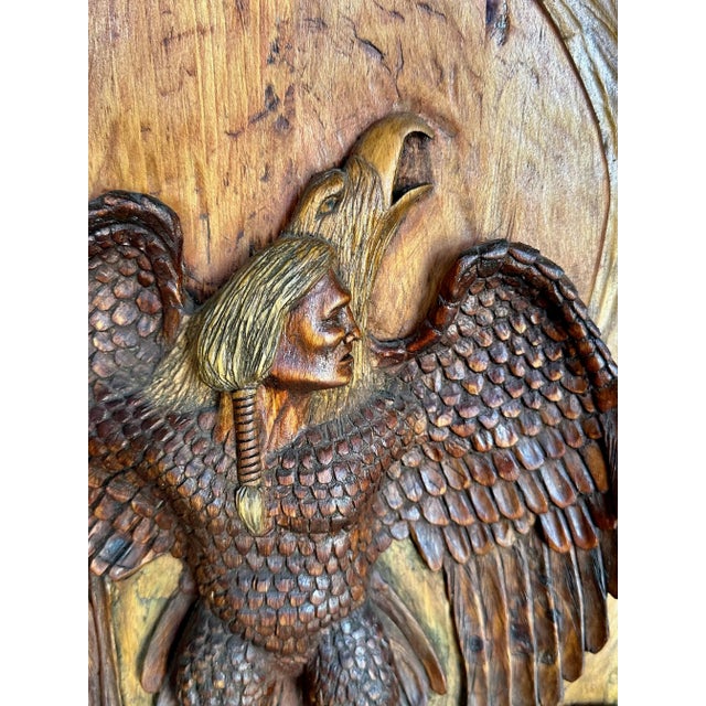 1980s North American Indian Eagle Wood Carving Eagle by Wilfred Swampy For Sale - Image 5 of 12