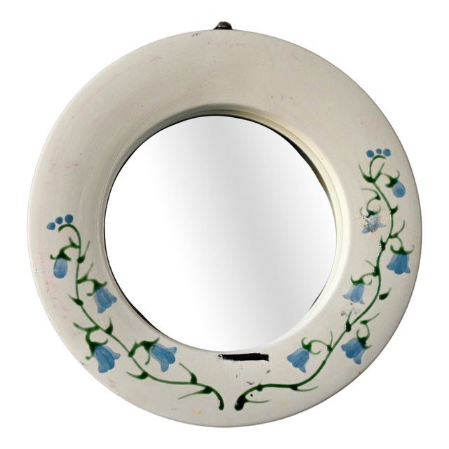 Round Bohemian Ceramic Wall Mirror, 1960s For Sale