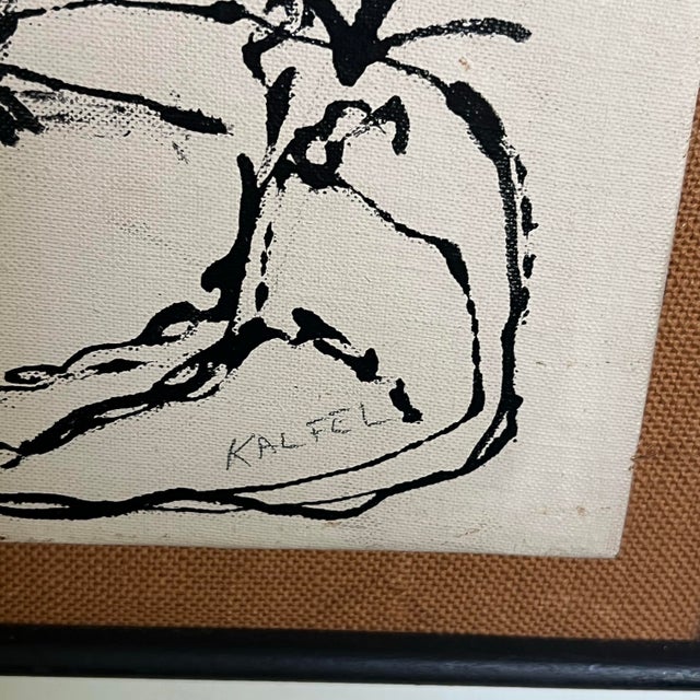 Mid-Century Modern 1960s Original Painting of a Rooster in the Style of Picasso Signed For Sale - Image 3 of 11