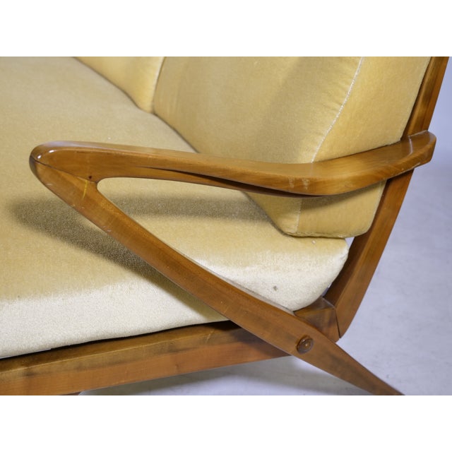 Mid-Century Modern Three-Seater Wooden Sofa by Guglielmo Ulrich, Italy, 1950s For Sale - Image 10 of 11
