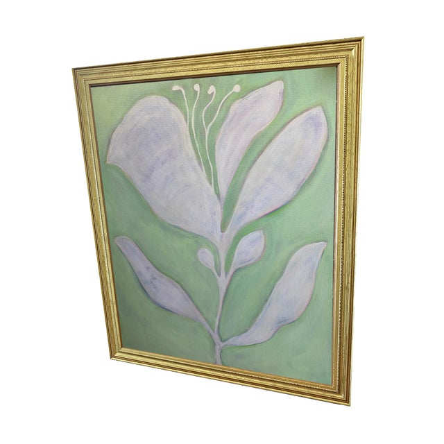 Contemporary Abstract Botanical Acrylic Painting on Canvas, Framed Original Modern Organic Art by Tatiana Duperault For Sale - Image 3 of 4