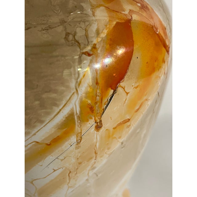Vintage Orange and Cream Marbleized Ceramic Baluster Form Lamp For Sale - Image 14 of 15