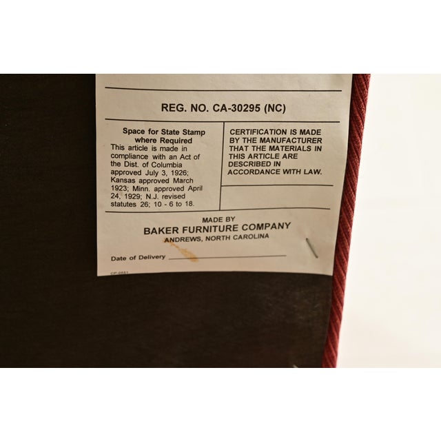 Baker Furniture Modern Regency Sycamore Wood Upholstered X-Base Side Chairs or Dining Chairs, Pair For Sale - Image 12 of 15