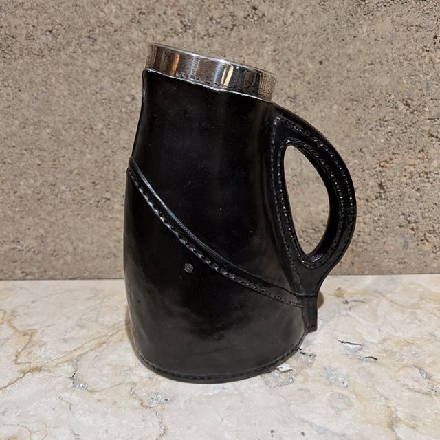 Early 20th Century Antique English Silver Ceramic Blackjack Pitcher Saunders & Shepherd London For Sale - Image 5 of 11