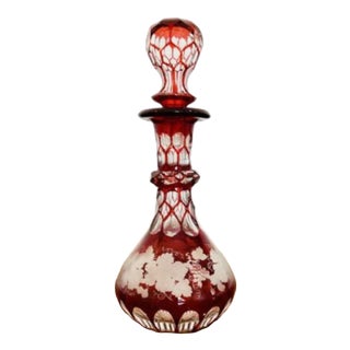 Antique Victorian Glass Perfume Bottle and Stopper, 1860 For Sale