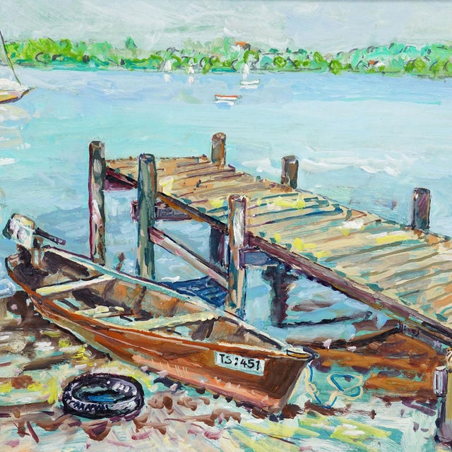 1990s Oil Painting by Alexander Michael - Fraueninsel, Jetty, 1994 For Sale - Image 5 of 7