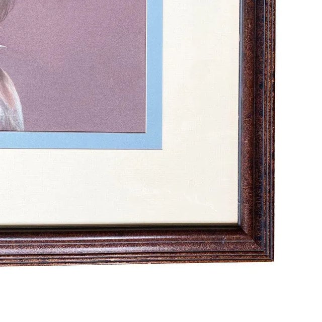 Late 20th Century Large Framed Equine Horse Portrait Drawing of Horses in Brown Pencil Pastel For Sale - Image 5 of 9