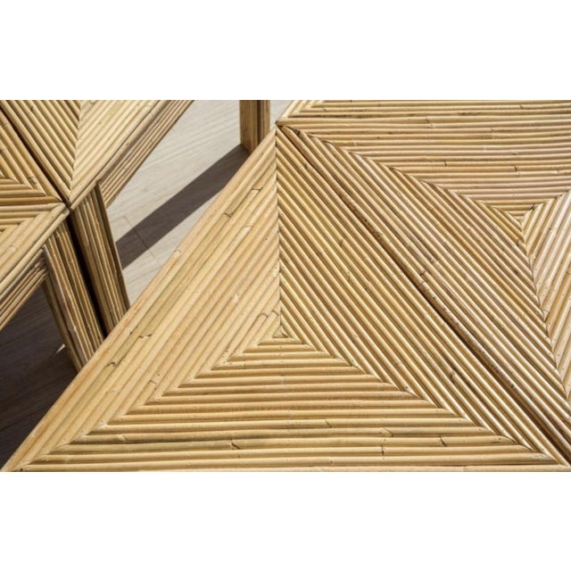 Amazing set of 6 rattan modular triangular coffee tables\. Very unique and functional: you can display them as you want,...