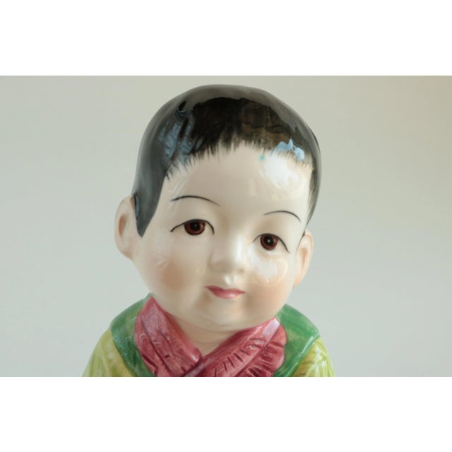 Ceramic Vintage Chinese Porcelain Children - Famille Rose Boy & Girl For Sale - Image 7 of 8