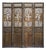 Vintage Finish Openwork Figural 4 Panels Wood Floor Screen Room Divider For Sale