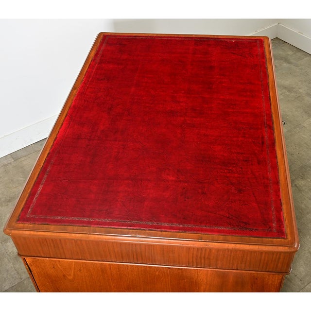 French 19th Century Mahogany & Leather Partners Desk For Sale - Image 13 of 16