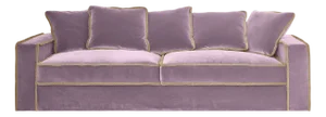 Rafaella Three-Seater Sofa in Pastel Pink Velvet with Camel Beige Trim from Biosofa
