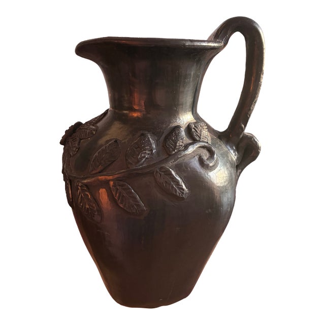 Late 20th Century Barro Negro Signed Pottery Pitcher For Sale