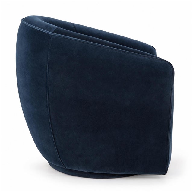 Mid-Century Modern Midnight Velvet Swivel Bubble Chair For Sale - Image 3 of 5