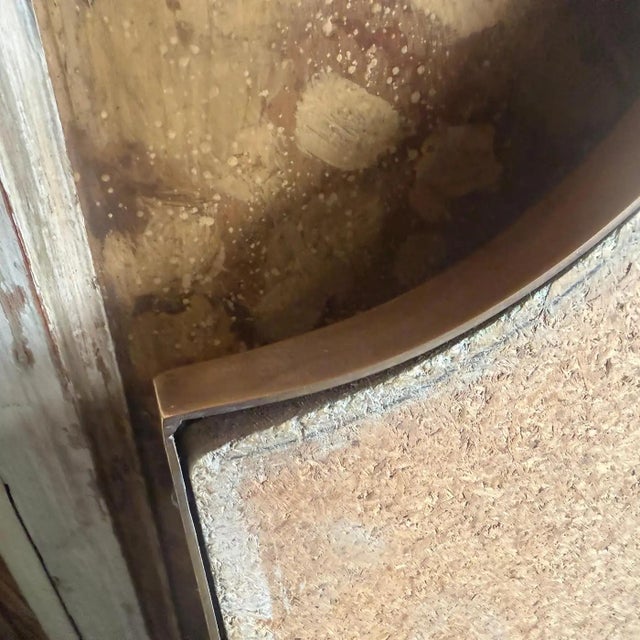 1950s Gio Ponti Style Mid-Century Modern Brass Shield Italian Wall Mirror For Sale - Image 12 of 14