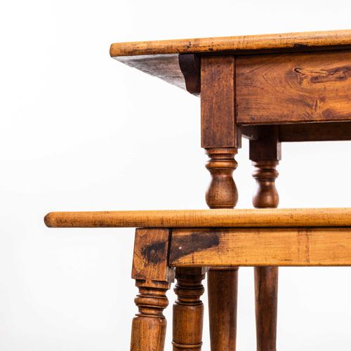 Wood Vintage Long Rectangular Fruitwood Farmhouse Table and Bench, 1940s, Set of 2 For Sale - Image 7 of 13