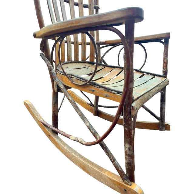 Bunny Williams Home Vintage Amish Handmade Hickory & Oak Bentwood Rocking Chair For Sale - Image 4 of 13