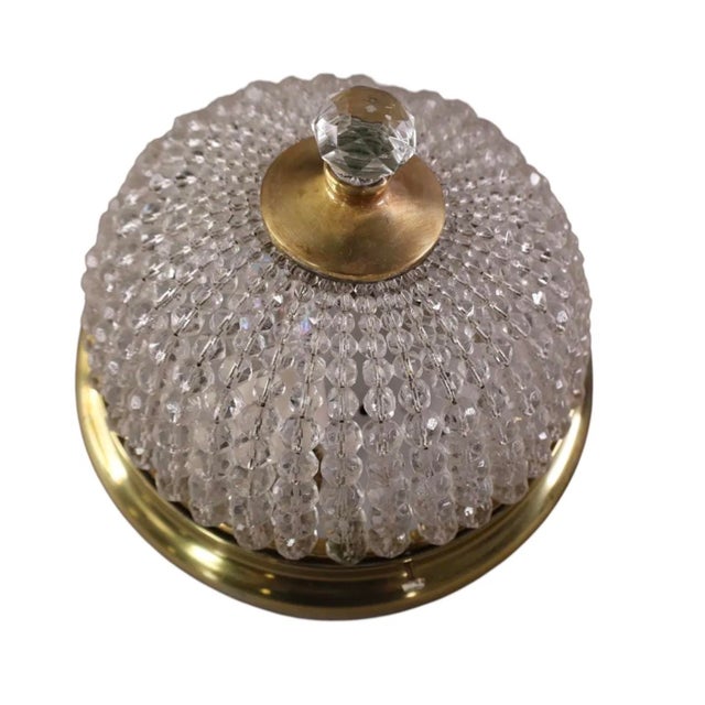 French French Crystal Beaded Flush Mount Ceiling Light Fixture For Sale - Image 3 of 3