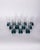 Set of 12 glasses with a square base in blue crystal and a transparent goblet, Italian design, 1970s.