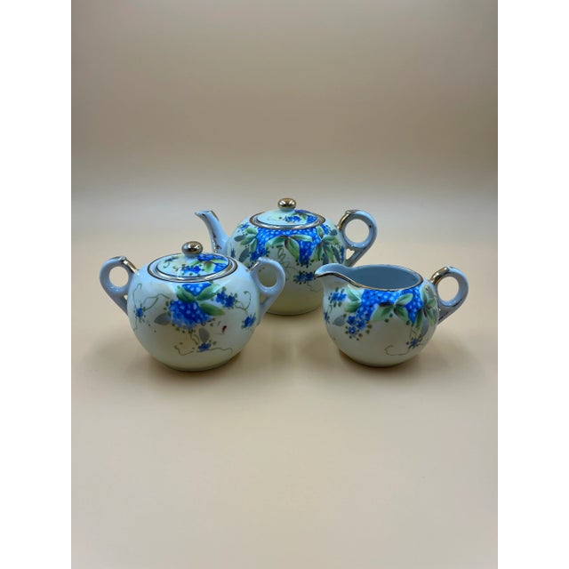 Vintage Nippon Floral Asian Ceramic Tea Set- 3 Pieces For Sale - Image 10 of 12