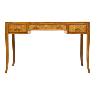 McGuire Cane Leathers Top Writing Desk For Sale