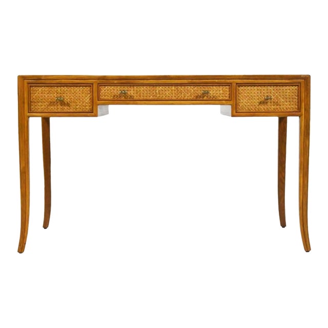 McGuire Cane Leathers Top Writing Desk For Sale