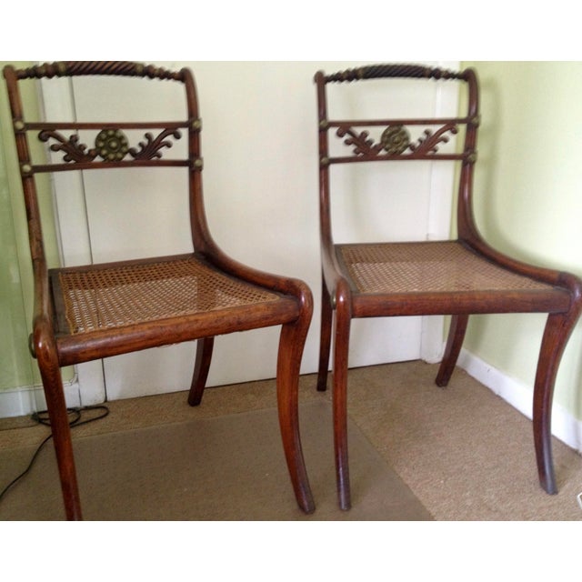 Fine Pair of English 18th C Rope Back, Sable Leg Mahogany Chairs. Circa 1760. Selling because I'm moving out of New York...