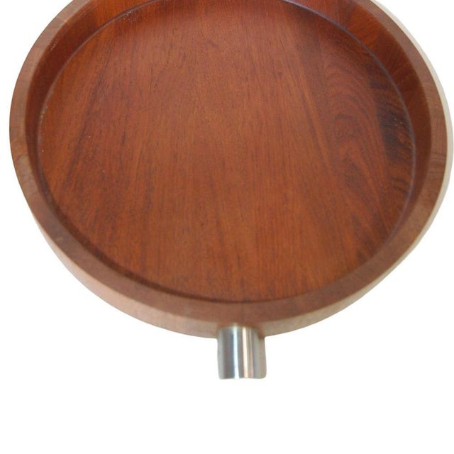 1960s MCM Danish Teak Salad Serving Tray W/ Machined Handles by Cobblewood Lundtofte For Sale - Image 4 of 8