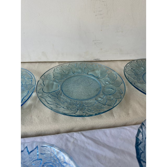 Set of 5 1970s Blue Glass Plates For Sale - Image 4 of 10