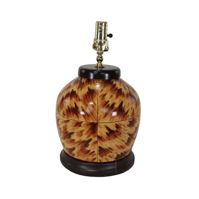 Ceramic Early 21st-Century Hand-Painted Tortoiseshell-Patterned Art Ceramic Table Lamps For Sale - Image 7 of 7