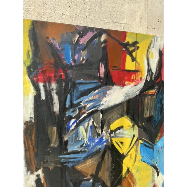 Abstract Vintage Boho Original Abstract Oil Painting on Canvas For Sale - Image 3 of 9