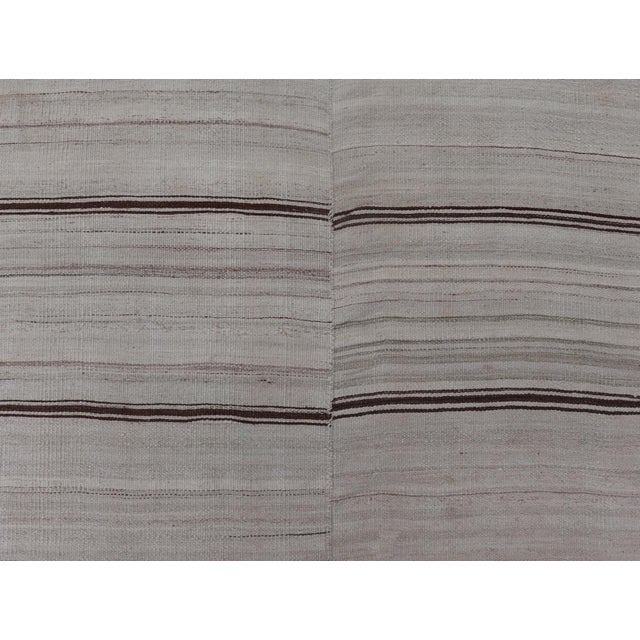 Cream Vintage Turkish Striped Kilim Gallery in Brown & Cream 4'2 X 12'8 For Sale - Image 8 of 12