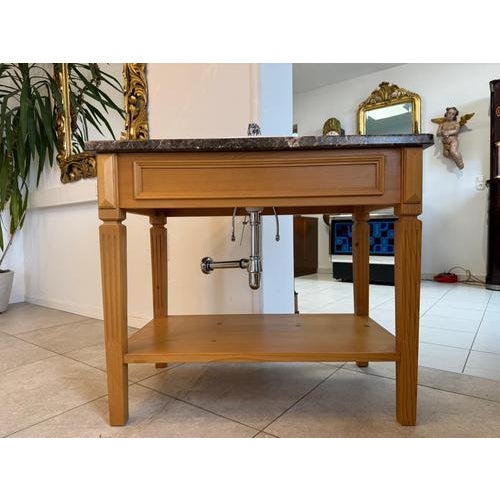 Wood Vanity Set with Mirror and Sideboard, 1890s For Sale - Image 7 of 10