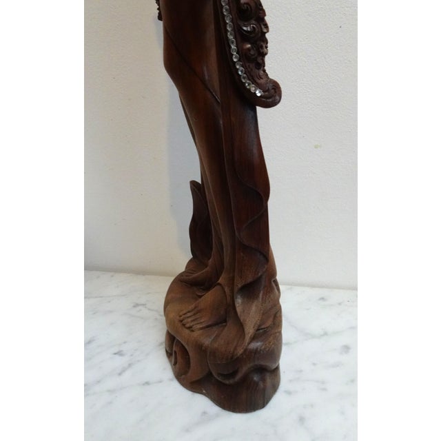 Large Balinese Hand-Carved Coromandel Wooden Sculpture of Dancer, Indonesia, 1920s-1940s For Sale - Image 18 of 18