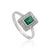 Octagon Cut Geometric Zambian Emerald Ring With Diamond Halo in Silver, Size 7 For Sale - Image 6 of 14