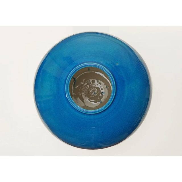 Brass Early 20th Century French Art Deco Primavera Atelier Turquoise Color Faience Modern Table Lamp For Sale - Image 8 of 9