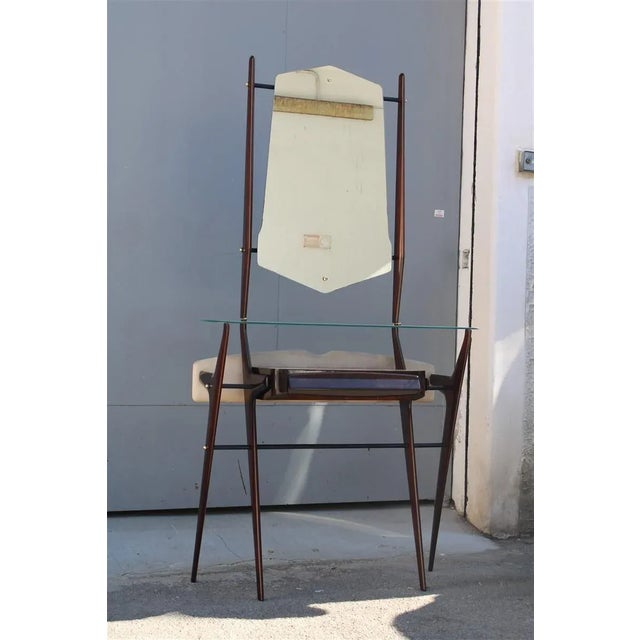 Minimalist Console with Mirror in Mahogany by Vittorio Dassi, Milan, 1950s For Sale - Image 17 of 18