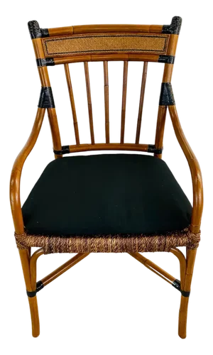 Mid Century Boho Chic Faux Bamboo Rattan Chair