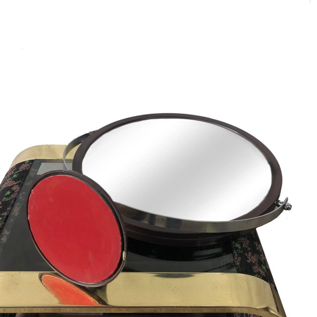 1970s Large Mid-Century Modern Brown Plastic & Steel Adjustable Table Mirror For Sale - Image 5 of 7