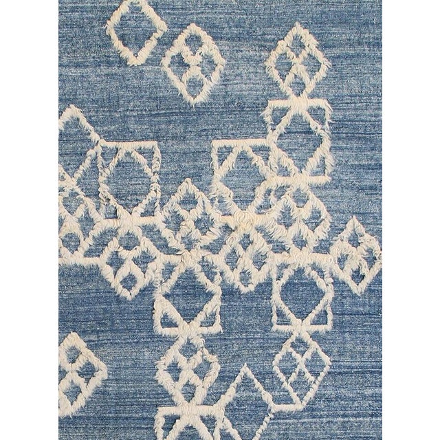 Modern 8x10 Ariana Modern Kilim | Blue and White Geometric Handmade Rug For Sale - Image 3 of 6