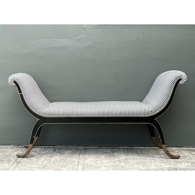 Vintage Gilt Tipped Tufted Bench For Sale - Image 4 of 12