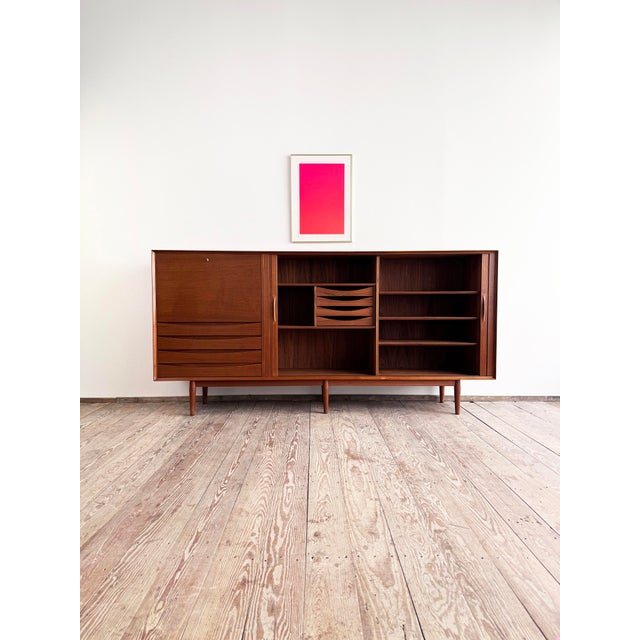 Large Mid-Century Modern Danish Teak Sideboard with Tambour Doors by Arne Vodder for Sibast For Sale - Image 5 of 18