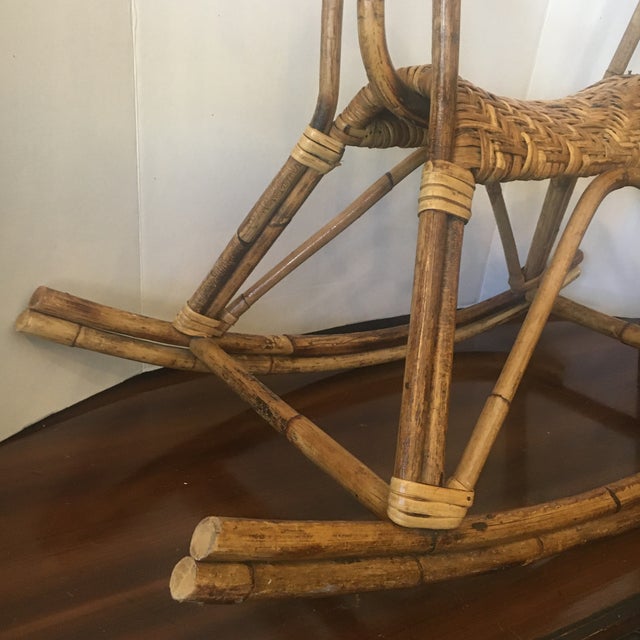Vintage Boho Wicker Rocking Horse Chairish