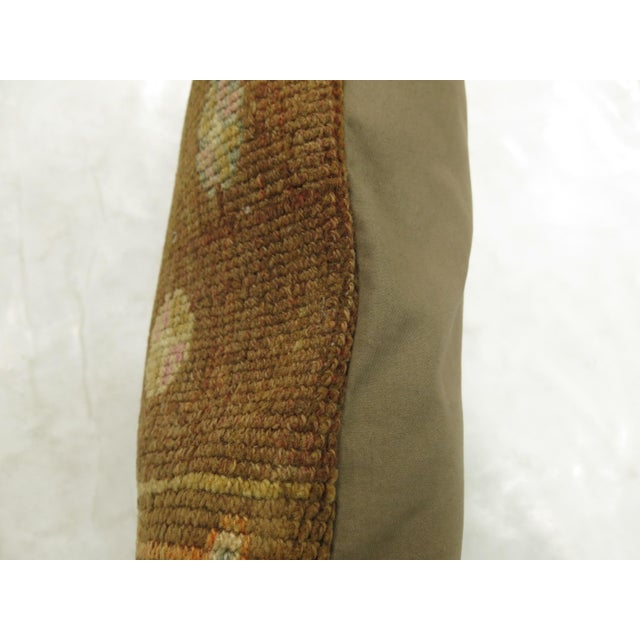 Early 20th Century Brown Narrow Vintage Turkish Bolster Size Rug Pillow For Sale - Image 5 of 5
