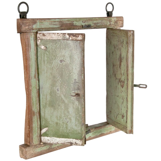 Rustic Salvaged Window Frame With Shutters | Chairish