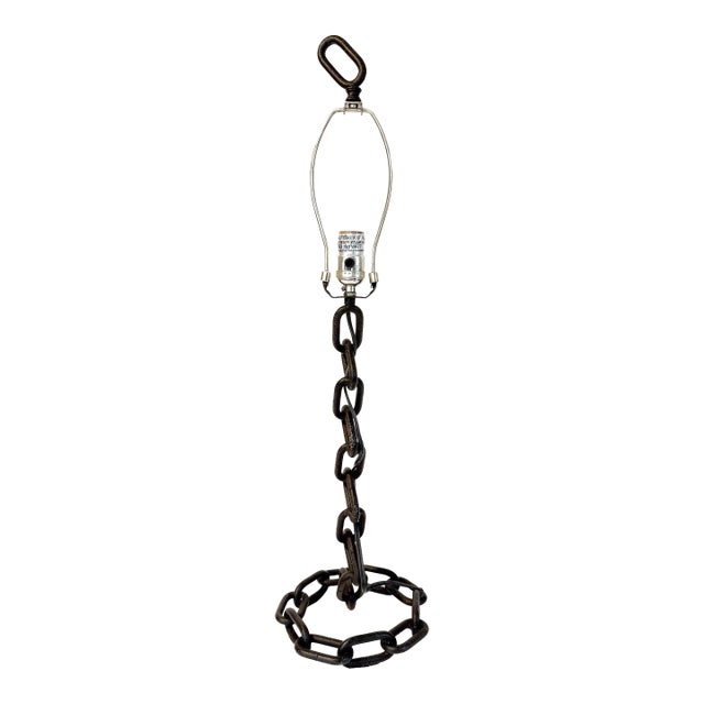 Mid 20th Century Mid-Century Brutalist Iron Chain Table Lamp in the Style of Franz West For Sale